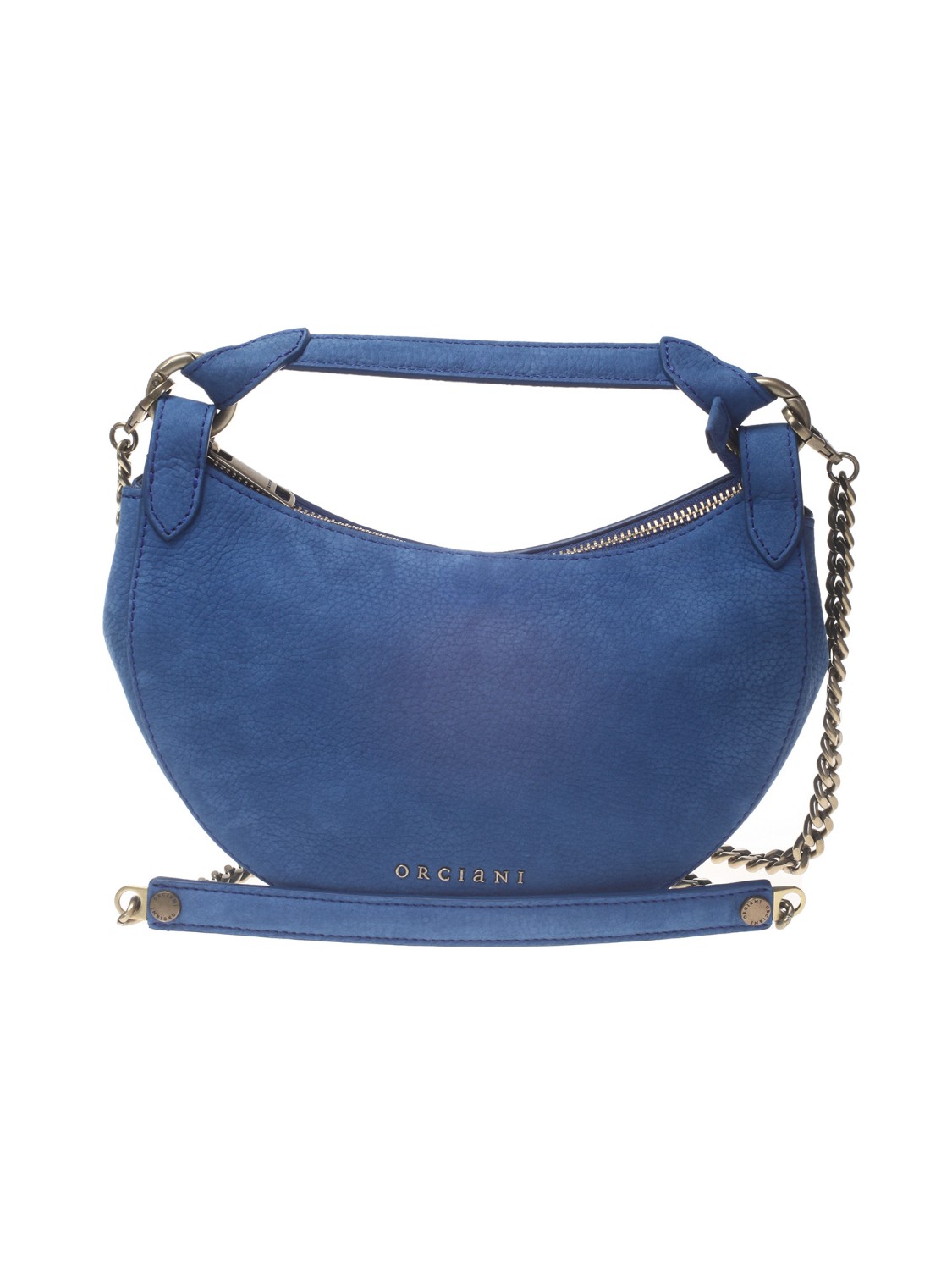 shop ORCIANI  Borsina: Orciani Mini Bag Dumpling Nabucco in Nubuck con tracolla.
Dimensioni: Larghezza: 24 cm / Altezza: 16 cm / Profondità: 10 cm.
Tasche: portacarte interno.
Chiusura con zip.
Tracolla rimovibile a catena.
Dettagli finitura ottone dorato.
Composizione: 100% Pelle.
Fabbricata in Italia.. SD0179 NAB-ELETTRICO number 849620